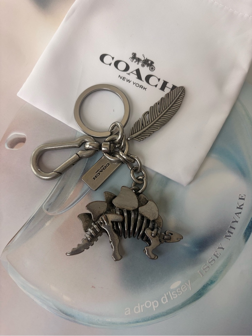 Coach Lexie dinosaur keychain Charm new metal heavy with dust bag new